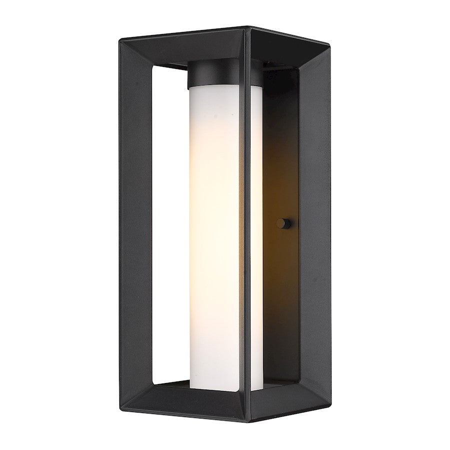 Golden Lighting Smyth 1 Light Outdoor Med Sconce, Black/Opal - 2073-OWMNB-OP