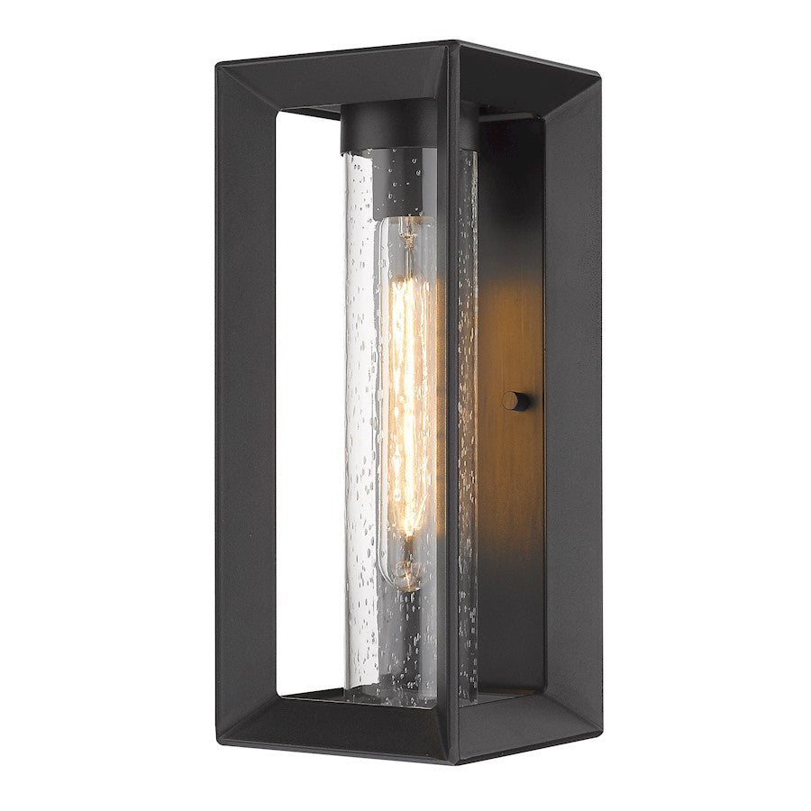 Golden Lighting Smyth 1 Light Outdoor Medium Sconce, Black/Seed - 2073-OWMNB-SD