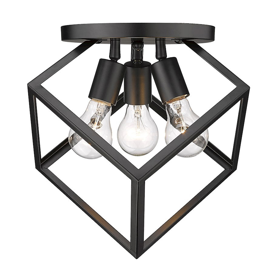 Golden Lighting Cassio 3 Light Semi-Flush Mount, Matte Black