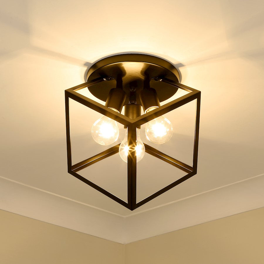 Golden Lighting Cassio 3 Light Semi-Flush Mount, Matte Black