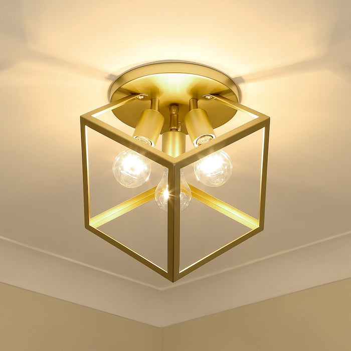 Golden Lighting Cassio 3 Light Semi-Flush Mount, Olympic Gold