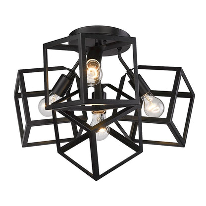 Golden Lighting Cassio BLK 4 Light Semi-Flush Mount, Matte Black - 2086-4SFBLK