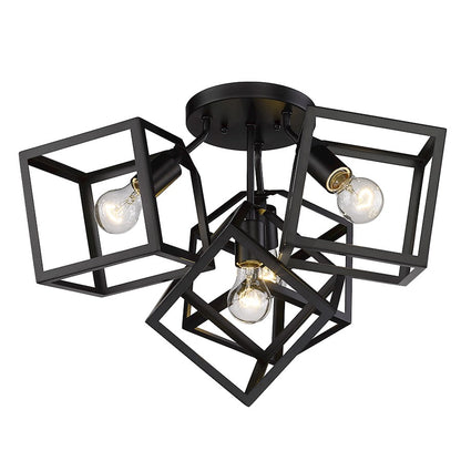 Golden Lighting Cassio BLK 4 Light Semi-Flush Mount, Matte Black