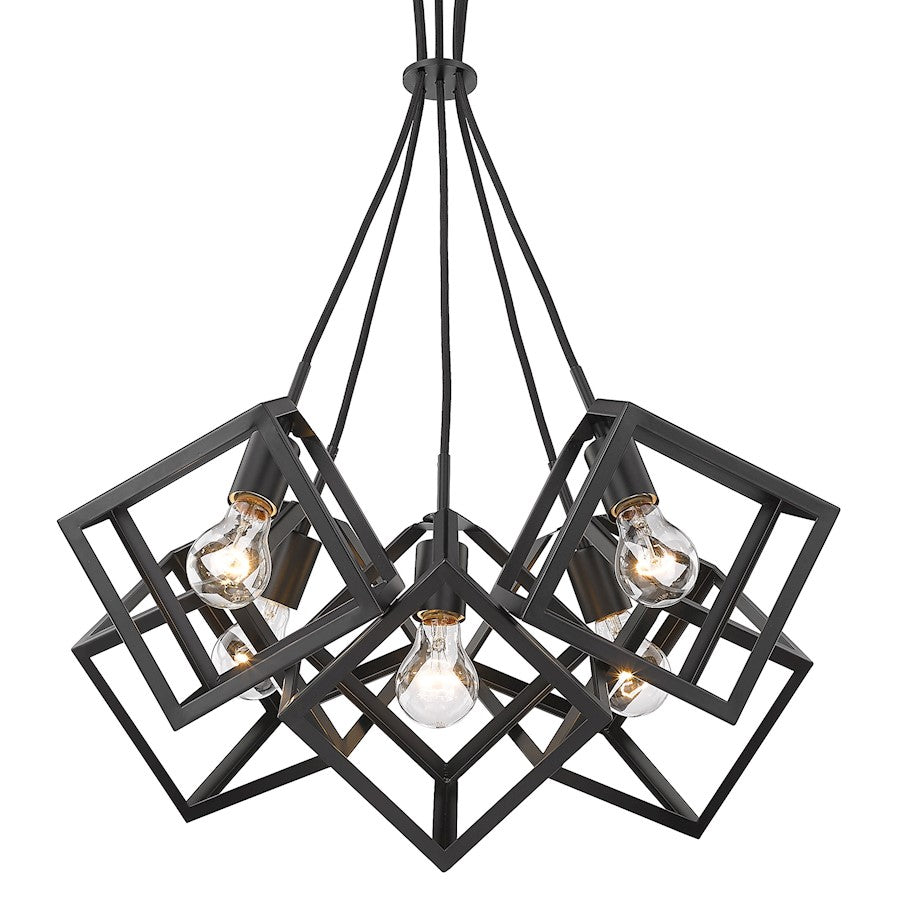 5 Light Pendant, Matte Black