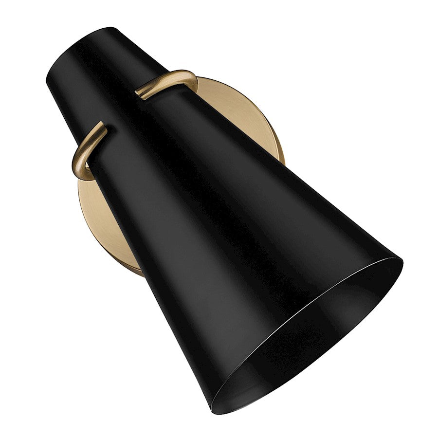 Golden Lighting Reeva 1 Light Wall Sconce, Brass/Black - 2122-1WMBS-BLK