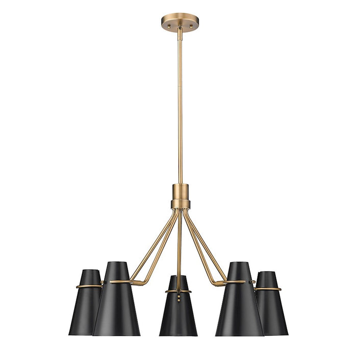 Golden Lighting Reeva 5 Light Chandelier, Modern Brass/ Black - 2122-5MBS-BLK