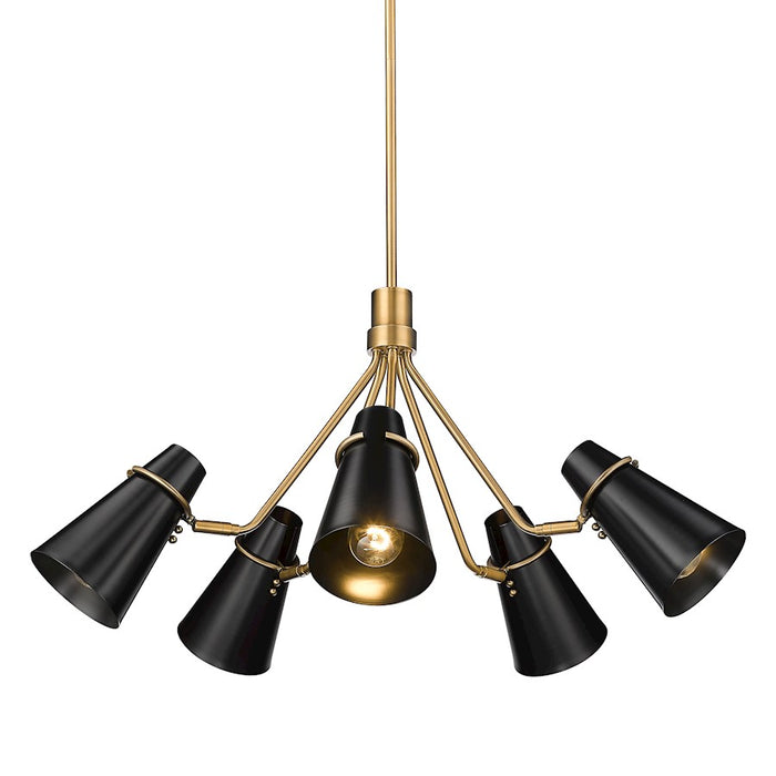 Golden Lighting Reeva 5 Light Chandelier, Modern Brass
