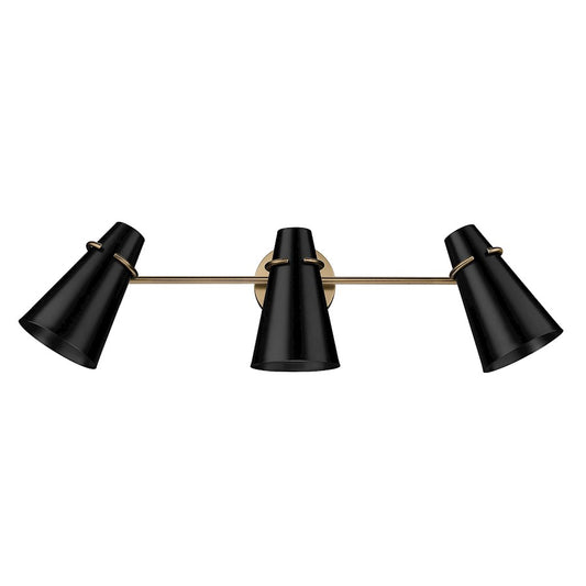 Golden Lighting Reeva 3 Light Bath Vanity, Brass/Black - 2122-BA3MBS-BLK