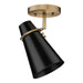 Golden Lighting Reeva 1 Light Semi Flush Mount, Brass/Black - 2122-SFMBS-BLK