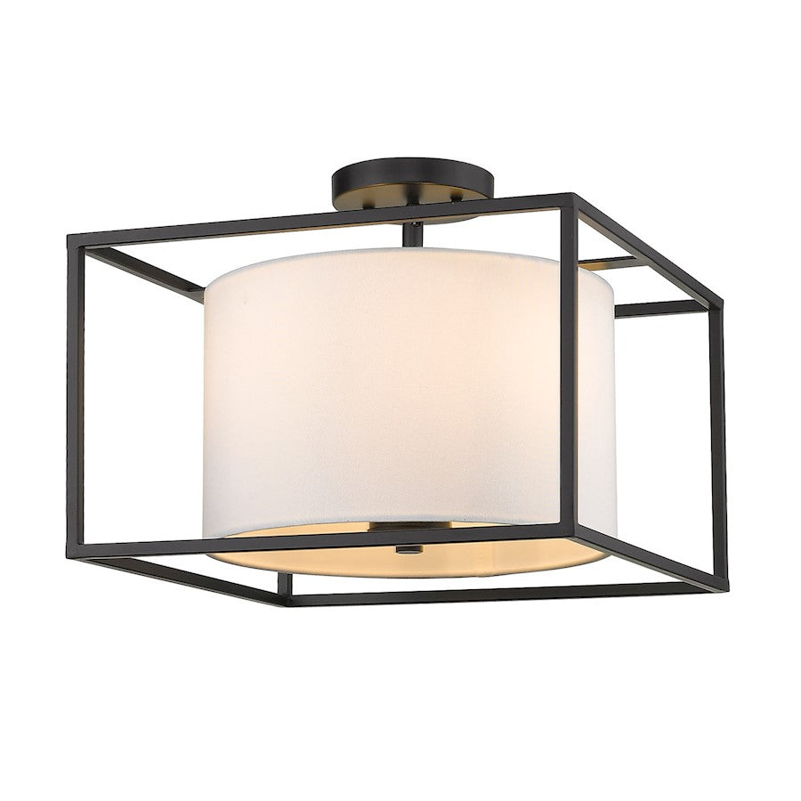 Golden Lighting Manhattan 3 Light Semi-Flush Mount, Matte Black