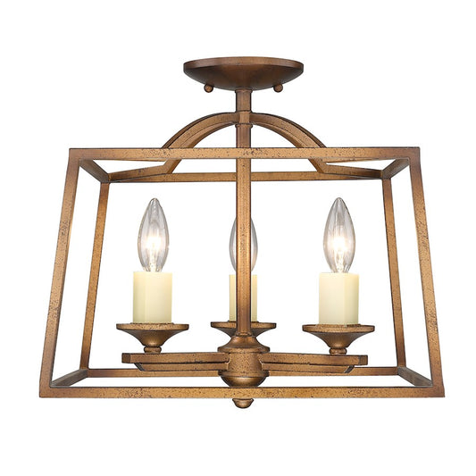 Golden Lighting Athena 3-Light Semi Flush Mount, Grecian Gold - 3072-SFGG