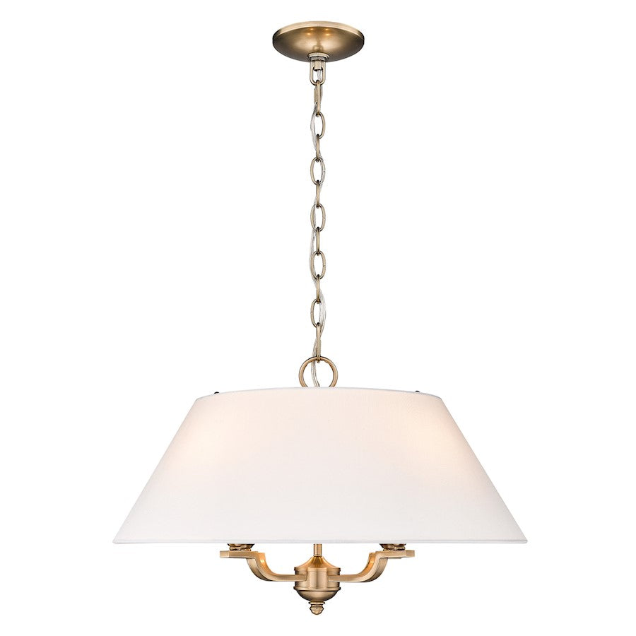 Golden Lighting Coretta 4 Light Pendant, Brass/Ivory Linen - 3078-4PMBS-IL