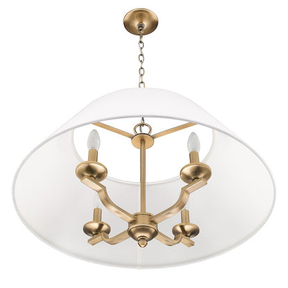 4 Light Pendant, Brass/Ivory Linen