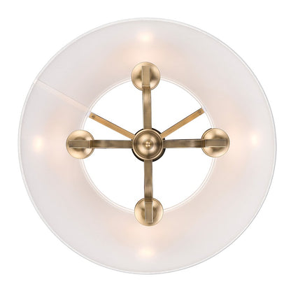 4 Light Pendant, Brass/Ivory Linen