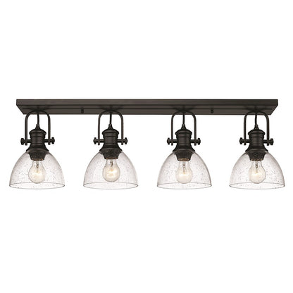 Golden Lighting Hines 4 Light Semi Flush Mount, Black/Seeded - 3118-4SFBLK-SD