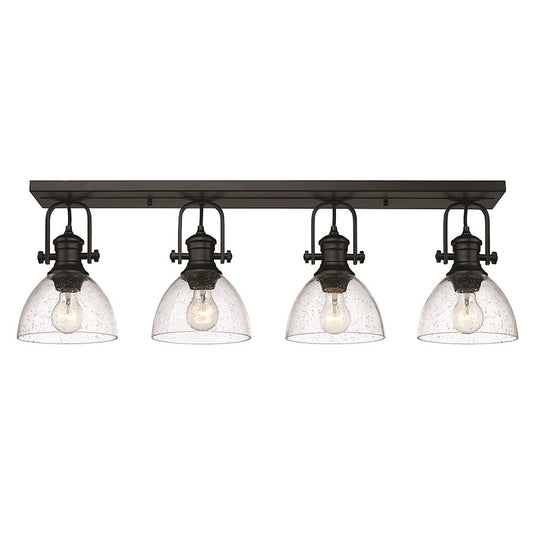 Golden Lighting Hines 4 Light Semi Flush Mount, Black/Seeded - 3118-4SFBLK-SD