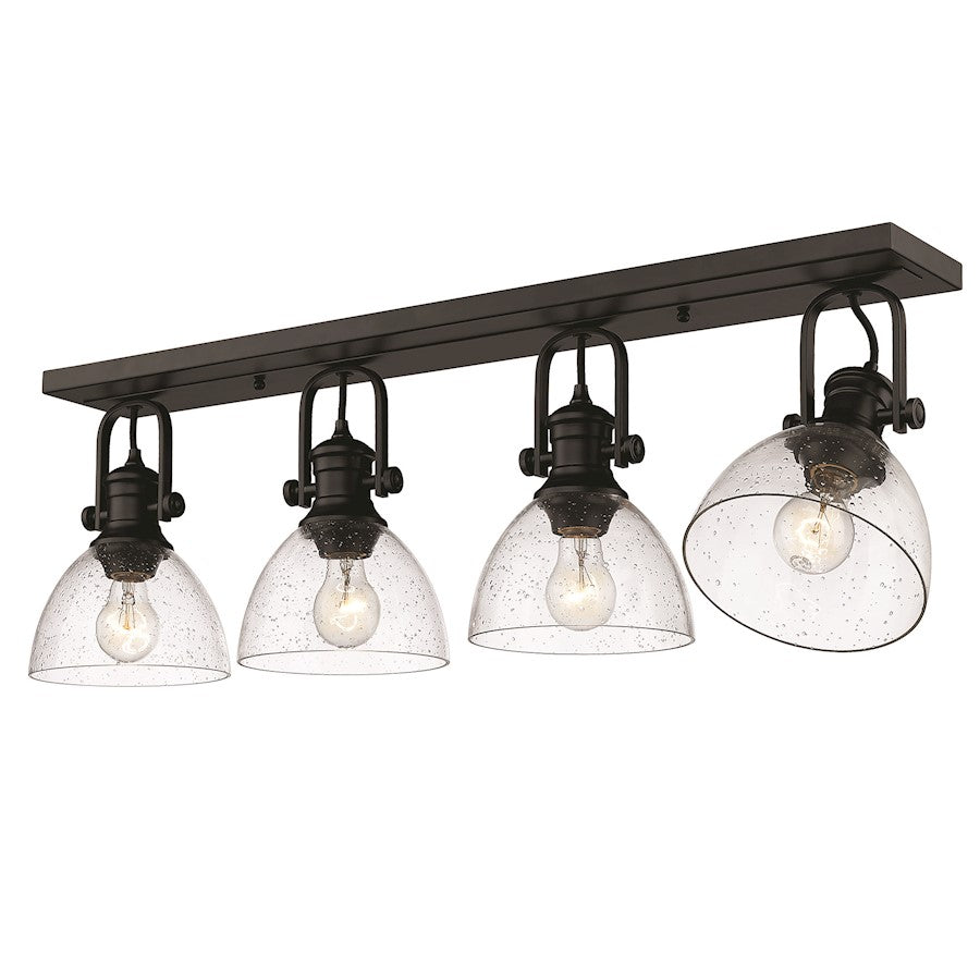 Golden Lighting Hines 4 Light Semi Flush Mount, Black/Seeded