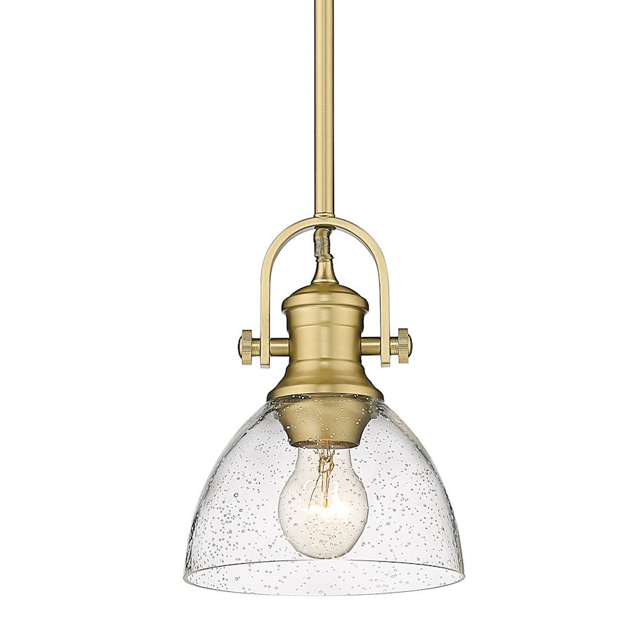 Golden Lighting Hines 1 Light Mini Pendant, Bronze/Seededs - 3118-M1LBCB-SD