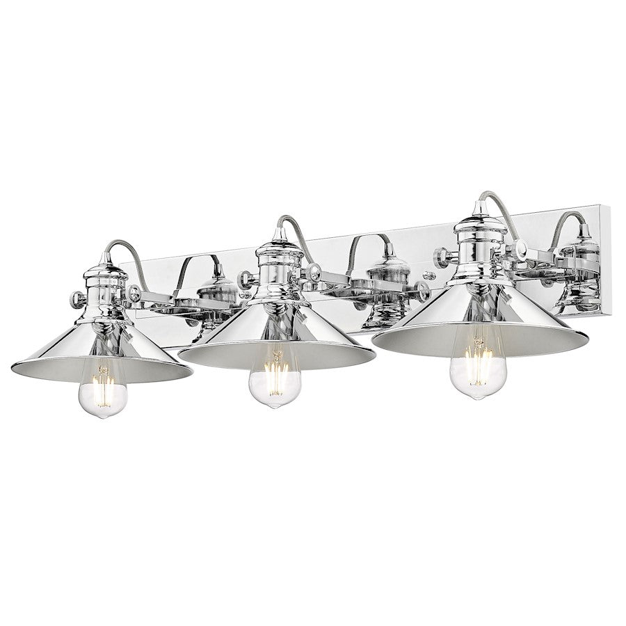 Golden Lighting Kleine 3 Light Bath Vanity, Chrome/Chrome Shades - 3122-BA3CH-CH