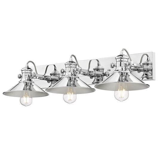 Golden Lighting Kleine 3 Light Bath Vanity, Chrome/Chrome Shades - 3122-BA3CH-CH