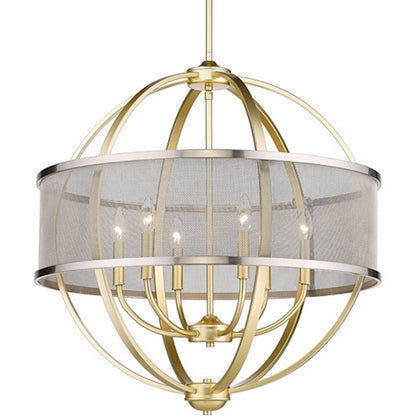 Golden Lighting Colson OG 6 Light Chandelier, Olympic Gold/Pewter - 3167-6OG-PW