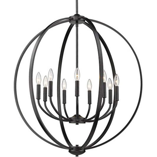 Golden Lighting Colson BLK 9 Light Chandelier, Matte Black - 3167-9BLK