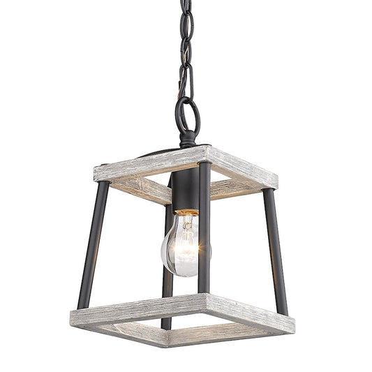 Golden Lighting Teagan 1 Light Mini Pendant, Black/Gray Wood - 3184-M1LNB-GH