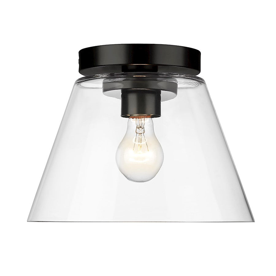 Golden Lighting Penn 1 Light Flush Mount, Matte Black/Clear - 3189-FM11BLK-CLR