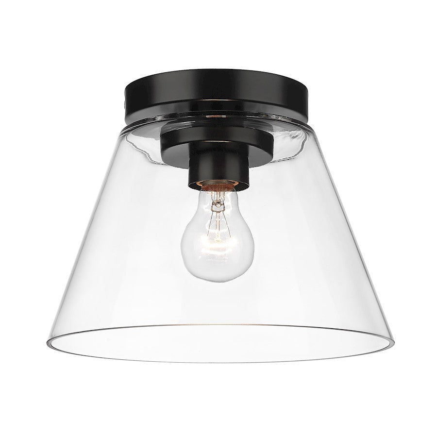 Golden Lighting Penn 1 Light Flush Mount, Matte Black/Clear