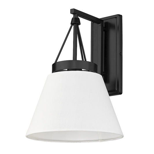 Golden Lighting Penn 1 Light Wall Sconce, Black/White - 3189-WSCBLK-MWS