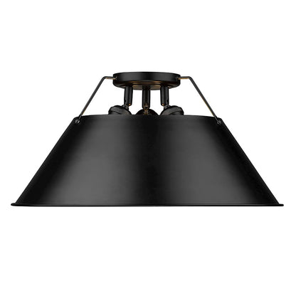 Golden Lighting Orwell BLK 3 Light Flush Mount, Black/Black