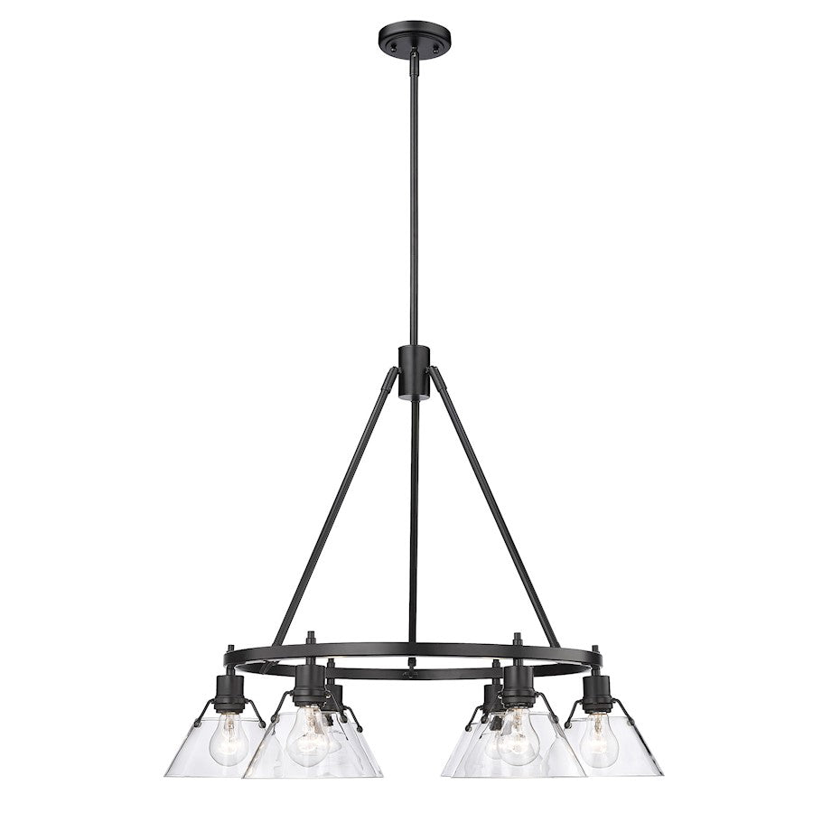 Golden Lighting Orwell 6-Light Chandelier, Black/Clear Glass - 3306-6BLK-CLR