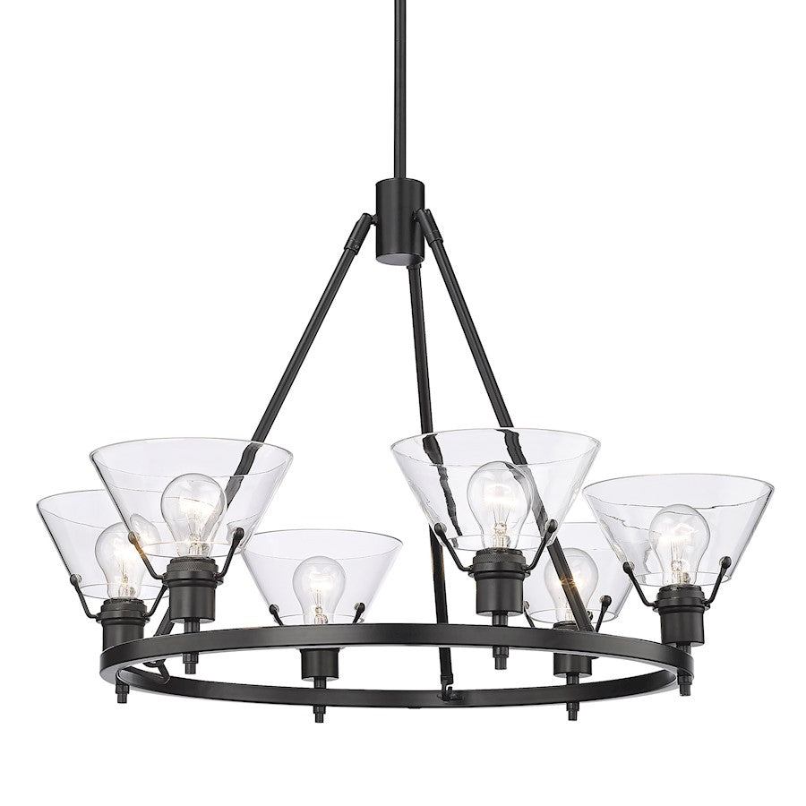 6 Light Chandelier, Black