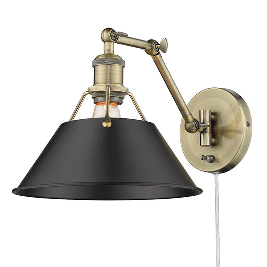 Golden Lighting Orwell 1 Light Articulating Sconce, Brass/Black - 3306-A1WAB-BLK