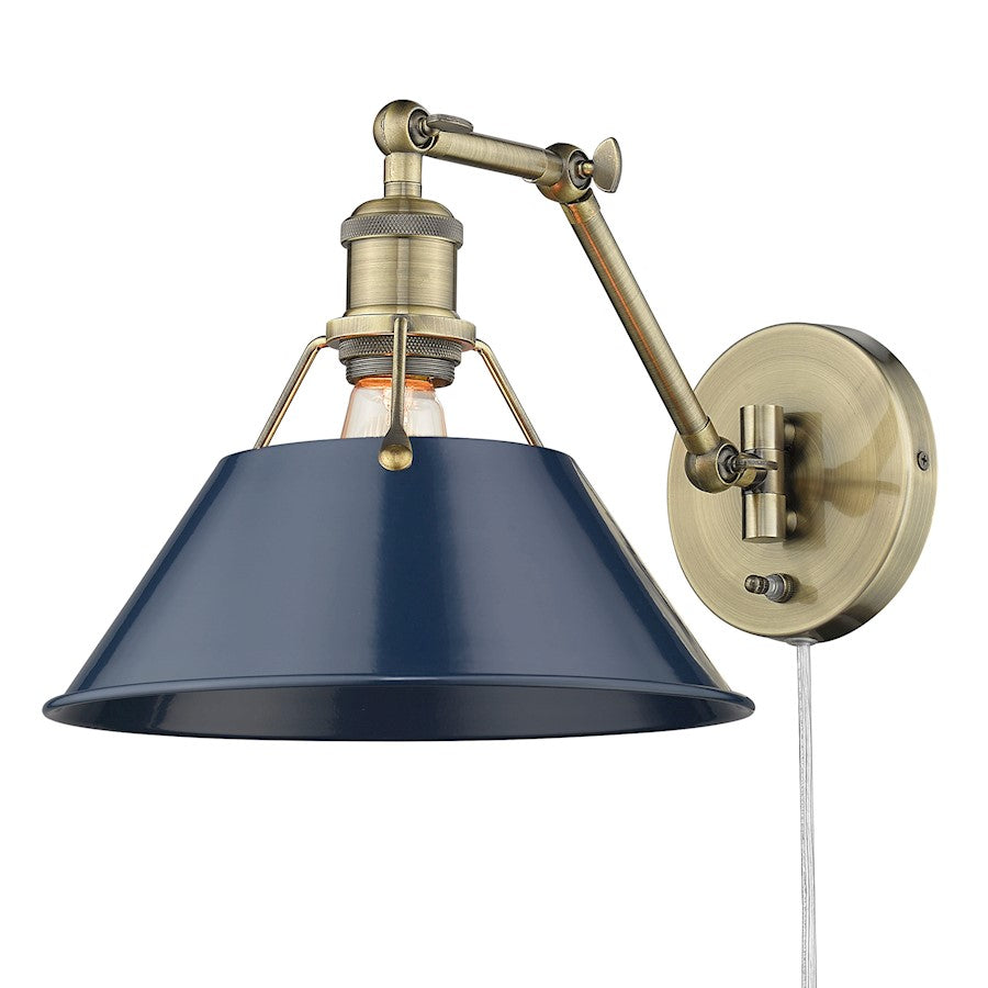 Golden Lighting Orwell 1-LT Articulating Sconce, Brass/Navy - 3306-A1WAB-NVY