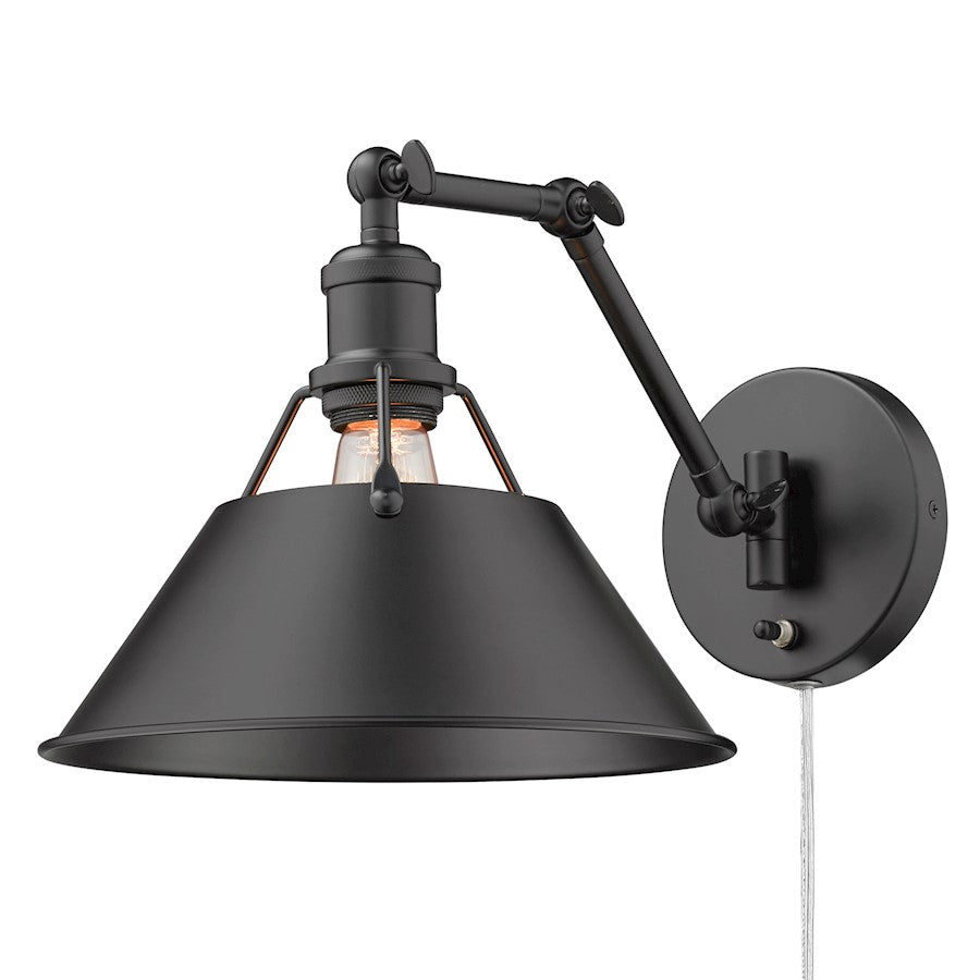 Golden Lighting Orwell 1-LT Articulating Sconce, Black/Black - 3306-A1WBLK-BLK