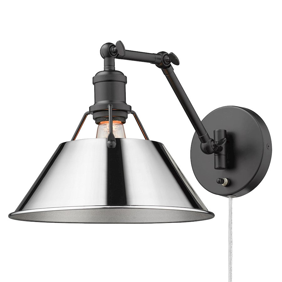 Golden Lighting Orwell 1-LT Articulating Sconce, Black/Chrome - 3306-A1WBLK-CH