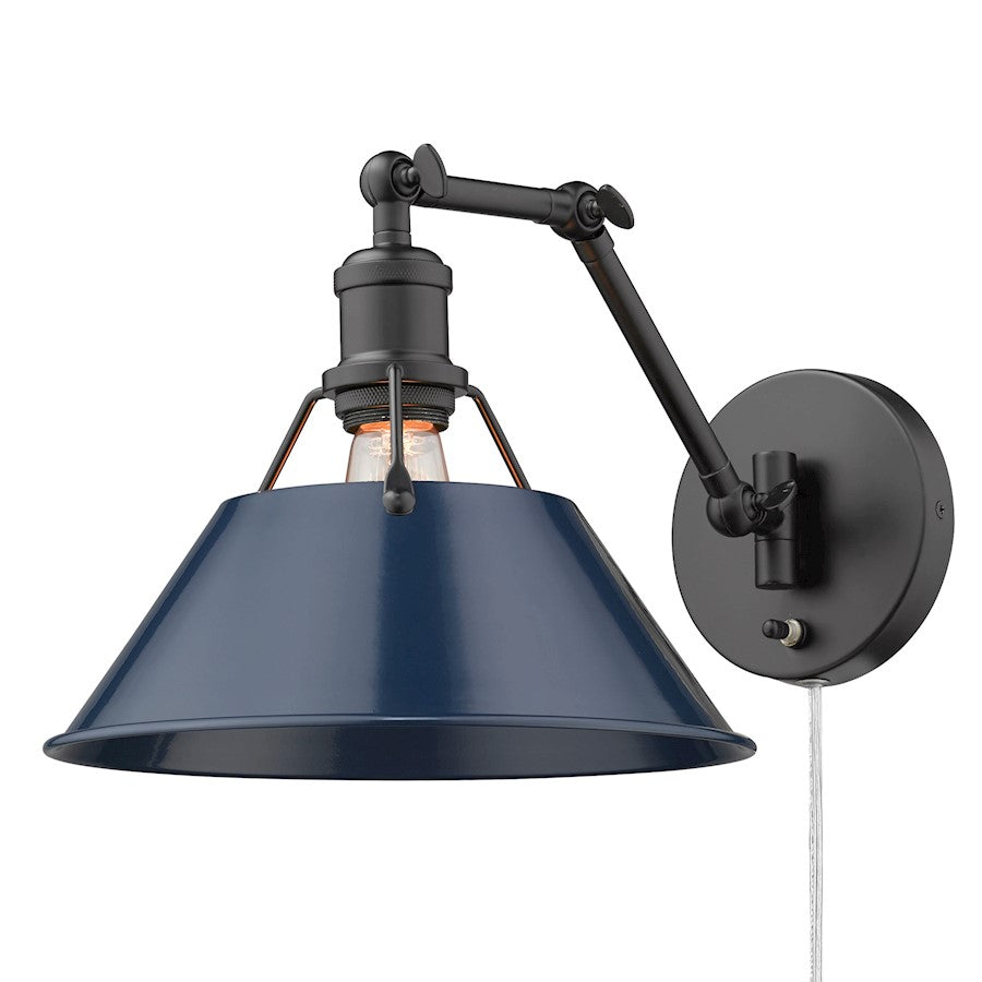 Golden Lighting Orwell 1-LT Articulating Sconce, Black/Navy - 3306-A1WBLK-NVY