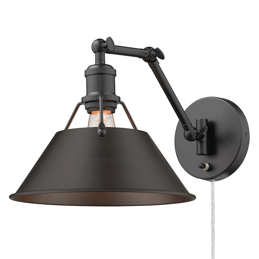 Golden Lighting Orwell 1-LT Articulating Sconce, Black/Bronze - 3306-A1WBLK-RBZ