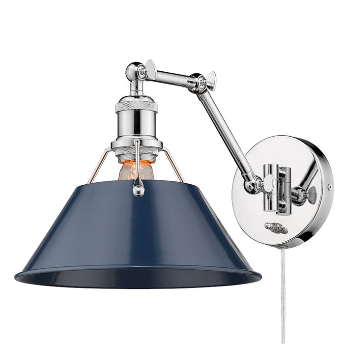 Golden Lighting Orwell 1-LT Articulating Sconce, Chrome/Navy - 3306-A1WCH-NVY
