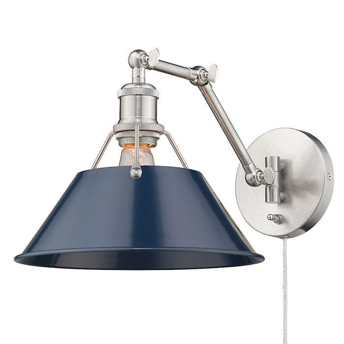 Golden Lighting Orwell 1-LT Articulating Sconce, Pewter/Navy - 3306-A1WPW-NVY
