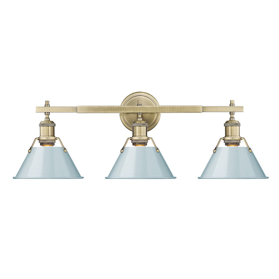 Golden Lighting Orwell AB 3 Light Bath Vanity, Brass/Seafoam - 3306-BA3AB-SF