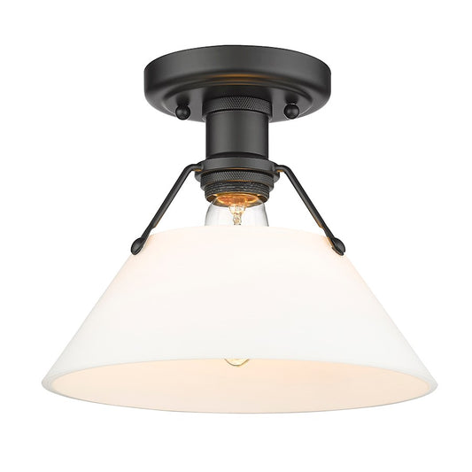 Golden Lighting Orwell 1 Light Flush Mount, Matte Black/Opal - 3306-FMBLK-OP