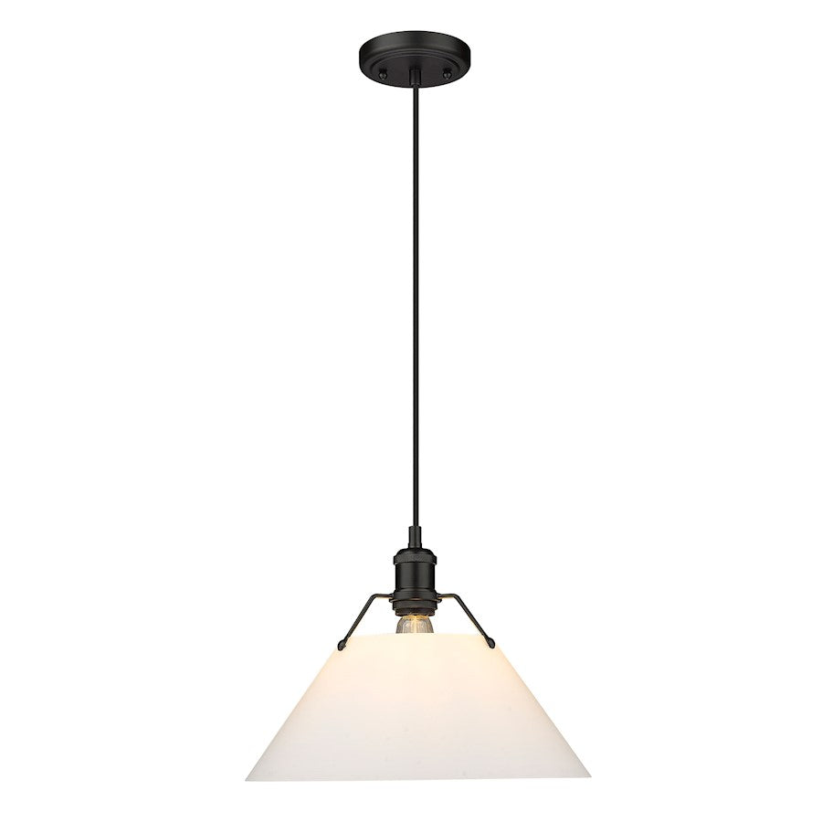 Golden Lighting Orwell 1-Light Pendant, Matte Black/Opal Glass - 3306-LBLK-OP