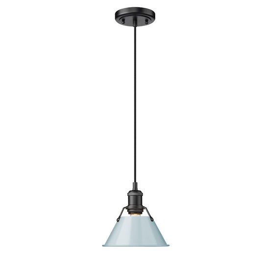 Golden Lighting Orwell BLK 1 Light Small Pendant, Black/Seafoam - 3306-SBLK-SF