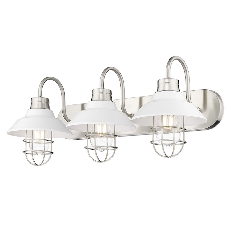 Golden Lighting Lana 3 Light Bath Vanity, Pewter/White Shade - 3320-BA3PW-WHT