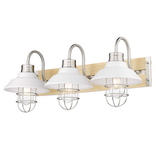 Golden Lighting Fraser 3 Light Bath Vanity, Pewter/White Shade - 3321-BA3PW-WHT