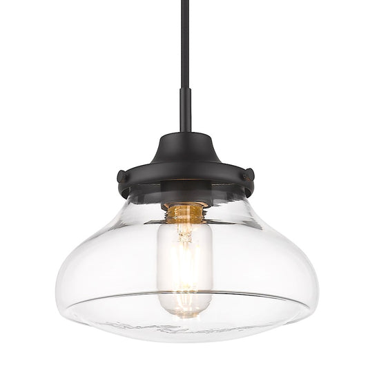 Golden Lighting Nash 1 Light Small Pendant, Matte Black/Clear - 3419-SBLK-CLR