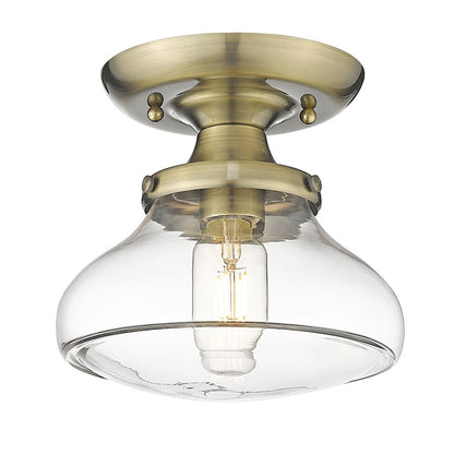 Golden Lighting Nash 1 Light Semi-Flush, Aged Brass/Clear - 3419-SFAB-CLR