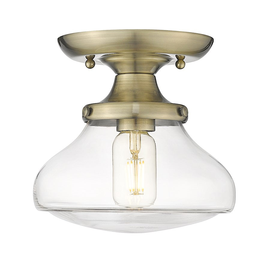 Golden Lighting Nash 1 Light Semi-Flush, Aged Brass